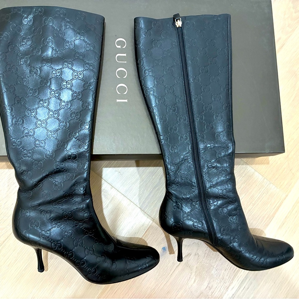 Gucci Knee-Length High Heel Leather Boots